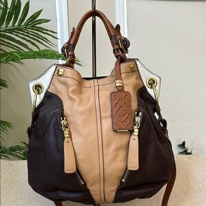 Two-Tone Leather Tote Bag